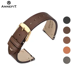 ANNEFIT Slim Watch Bands Oil Wax Leather Quick Release Watchstraps 18mm 20mm 22mm for Men and Women Genuine Leather Wristband