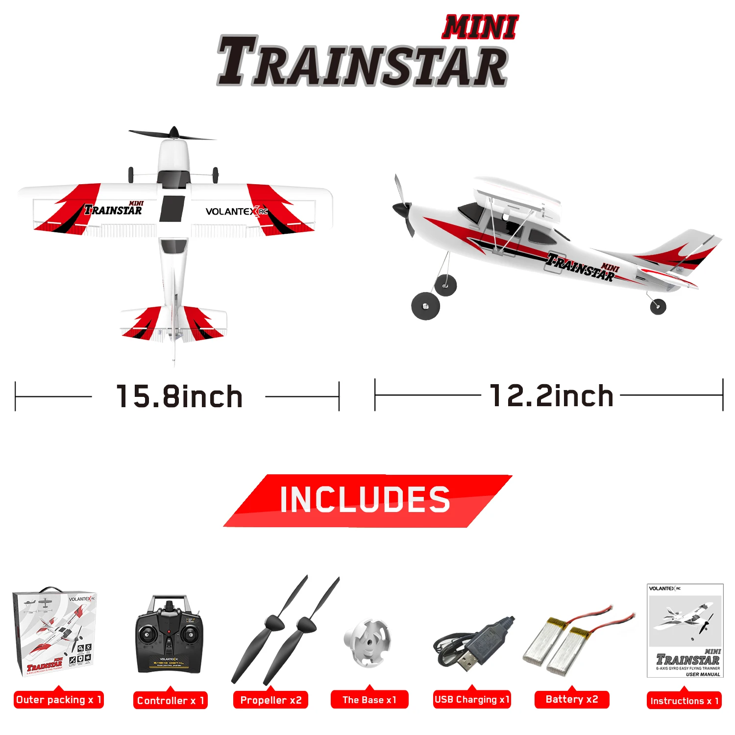 Trainstar Mini 400 3CH RC Airplane RTF with Xpilot Stabilizer One-key Aerobatic Fixed-wing Outdoor Toys For Children Kids