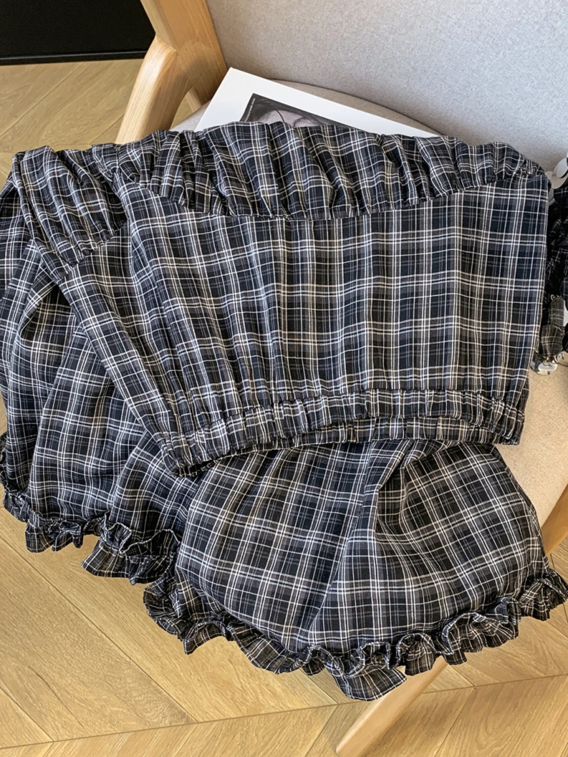 

Retro Plaid Mid-Length A-Line Skirt Women's Summer Forest System Personali Design Splicing mmet Lace Trim Skirt