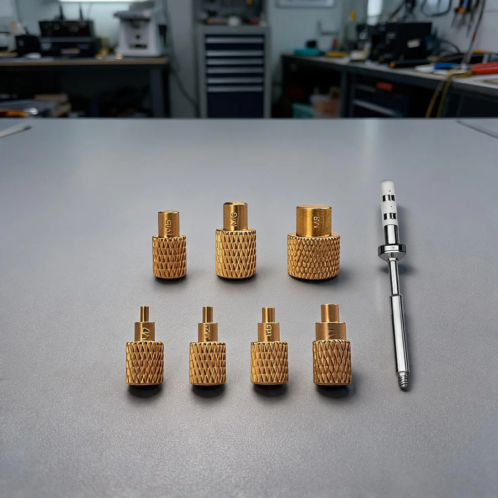 TS100-Compatible Hot Insert Nozzle Set for M2-M8 Copper Nuts Optimized for PLA ABS PC and Similar Thermoplastics