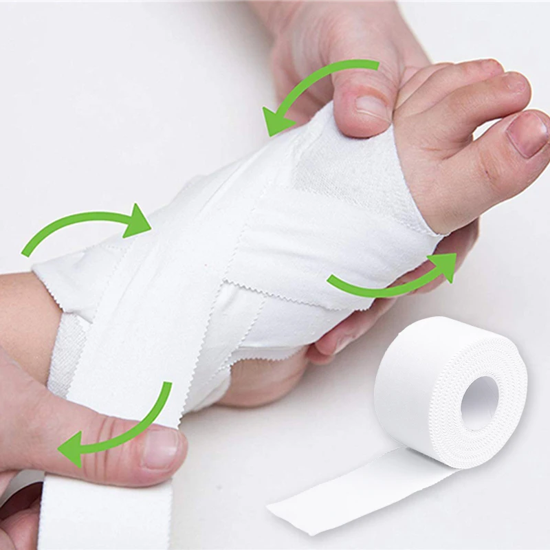 2.5/3.8/5 سنتيمتر 10 متر الرياضة الرياضية مقاوم للماء القطن الأبيض الملاكمة لاصق سلالة إصابة دعم الرياضة ملزمة ضمادة #3