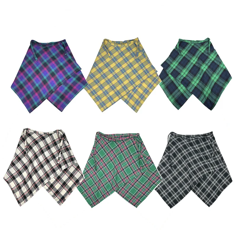 Hip Hop Irregular Men and Women Fake Shirt Hem Spring Autumn Plaid False Shirt Skirt Half-body Denim Skirts Womens Jupe Saia