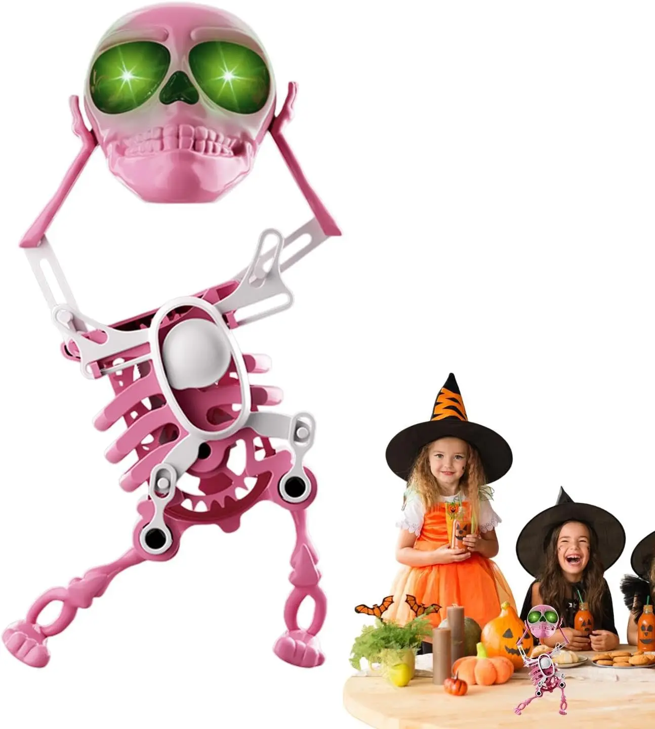 Midnight Bone Rave! Halloween Wind-Up Skeleton Toy, Hypnotic Swinging Dance for Spooky Party Scenes