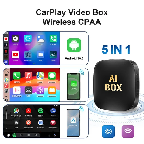 Imagen 2 del producto Android 13 Car AI Box Adaptador inalámbrico Carplay Android Auto para sistemas inteligentes de coche Netflix YouTube