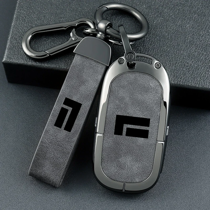 High end personalized key case box  For BAIC polestone 01 JISHI  23-24 Metal leather car key chain buckle