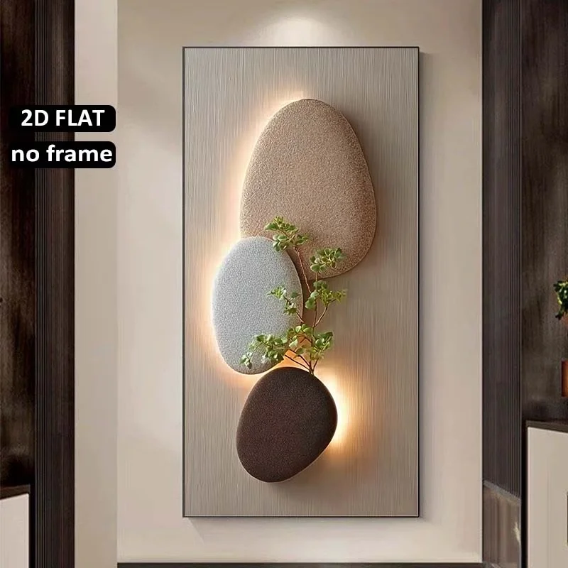 Large Frameless Modern Textured Pebble Painting Abstract Home Decor Canvas Prints Wall Art Pictures for Living Room Bedroom