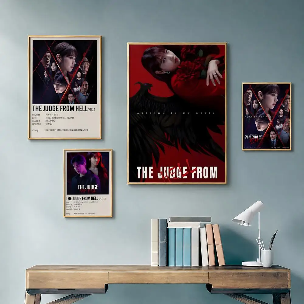 Popular Drama T-The Judge from HellS Poster Vintage Retro Anime Poster Stickers Peel and Stick Wall Art Home Decor