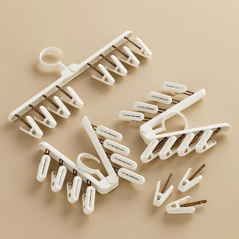 3 Pieces Windproof Underwear Sock Clips Non-Slip Rotatable Sock Drying Rack Space Saving Detachable Wardrobe Organizer Dormitory