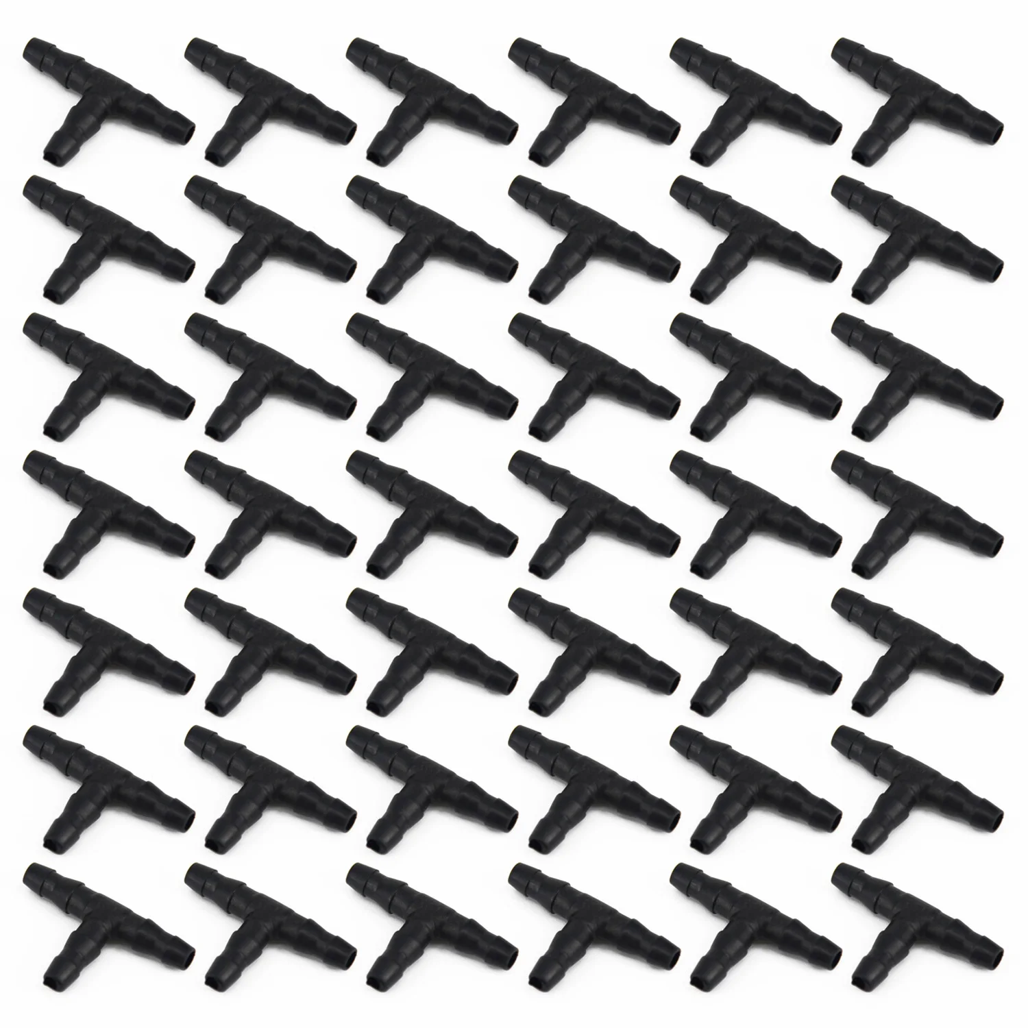 50Pcs Sprinkler Irrigation Drip Drippers 4/7mm Tee Pipe Barb Hose Fitting Joiner Great for Plant Irrigation System