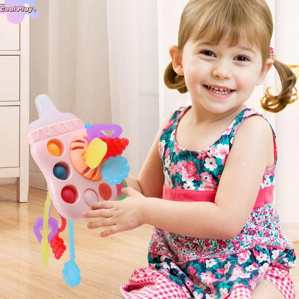 

Feeder Pull String Sensory Baby Toys Educational Soft Baby Hand Ball Toys Multifunctional Food Grade Manhattan Grab Ball