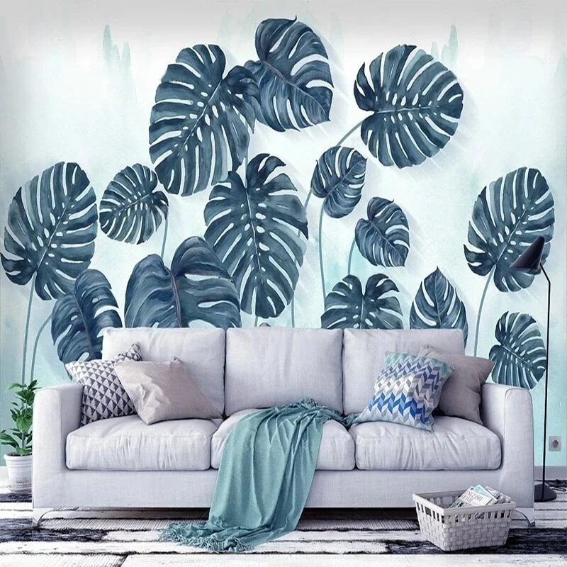Nordic-Style Hand-Drawn Tropical Rainforest Hand-Drawn Plants Luxury Home Wall Decoration Painting For Indoor Background Wall