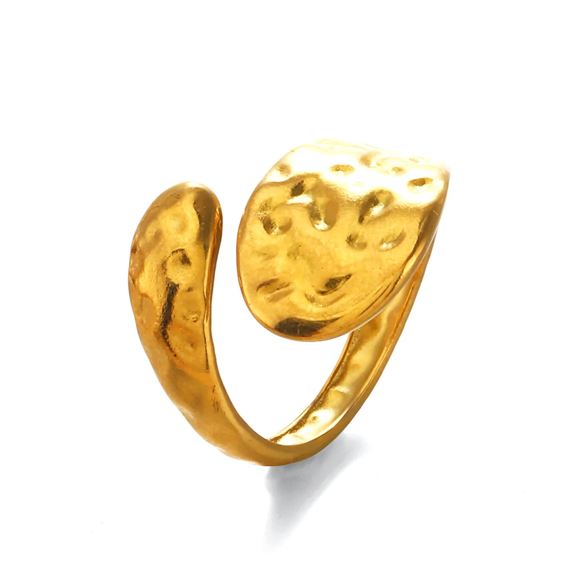 Minimalist Geometric Hammered Ring Stainless Steel Modern Adjustable Open Stackable Jewelry For Women Textured Rings