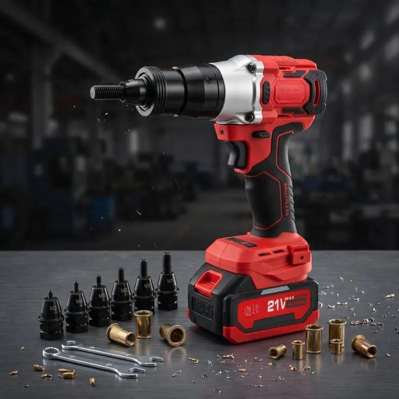 Brushless Lithium Battery Rivet Nut Gun Automatic Industrial Grade Sheet Metal Riveting Tool