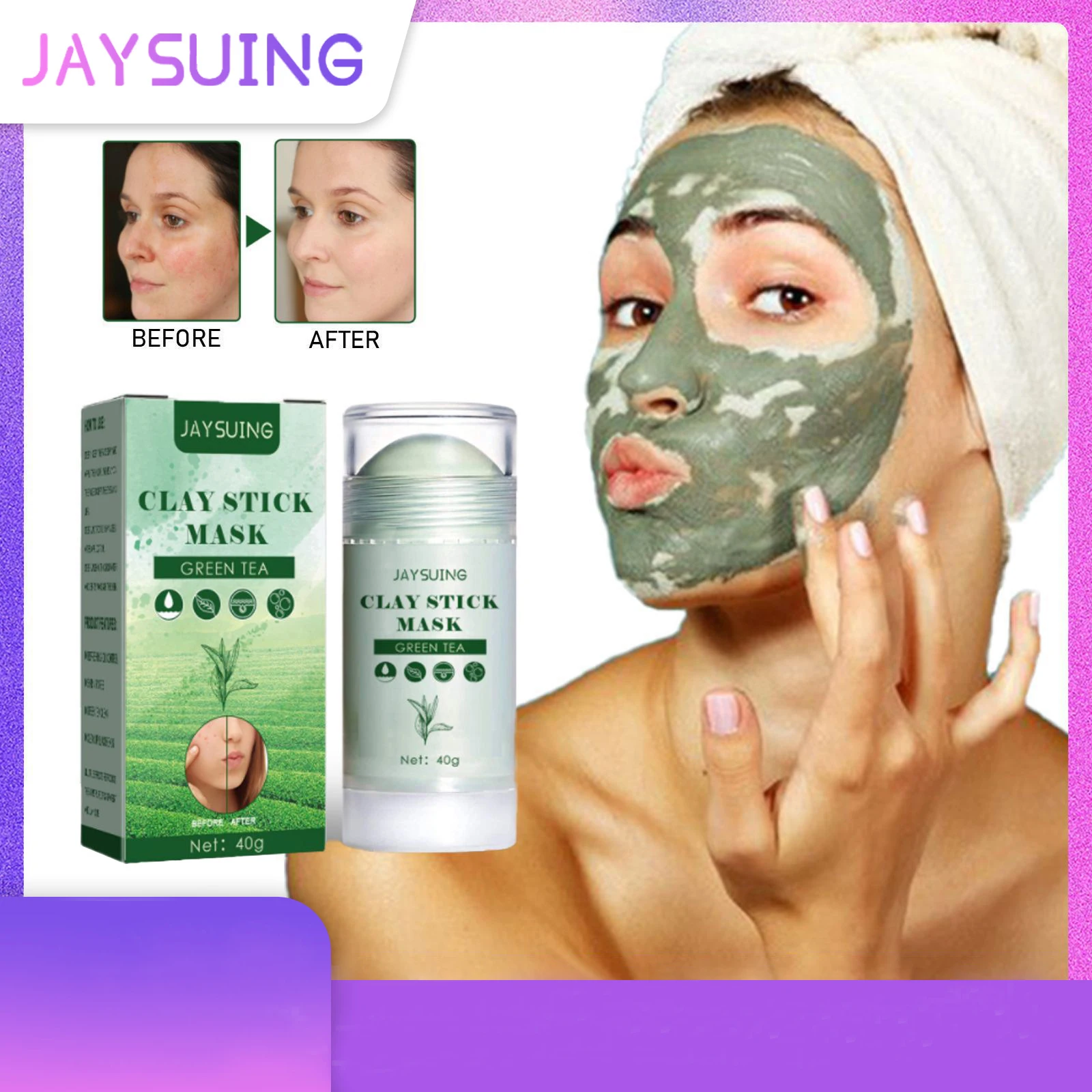 

Green tea cleaning facial mask solid facial mask cleaning mud film for men and women to remove blackheads and moisturize