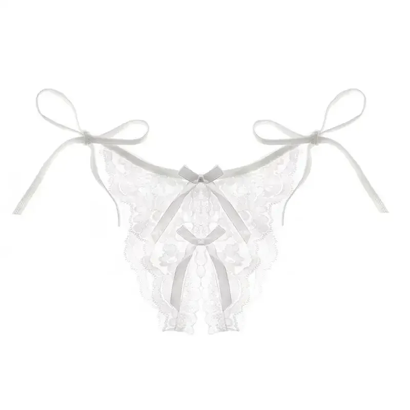 Lingerie sexy Mutandine da donna Apertura sul cavallo Perizoma trasparente Perizoma Solido Bowknot Intimo per donna Donna Mutandine di pizzo