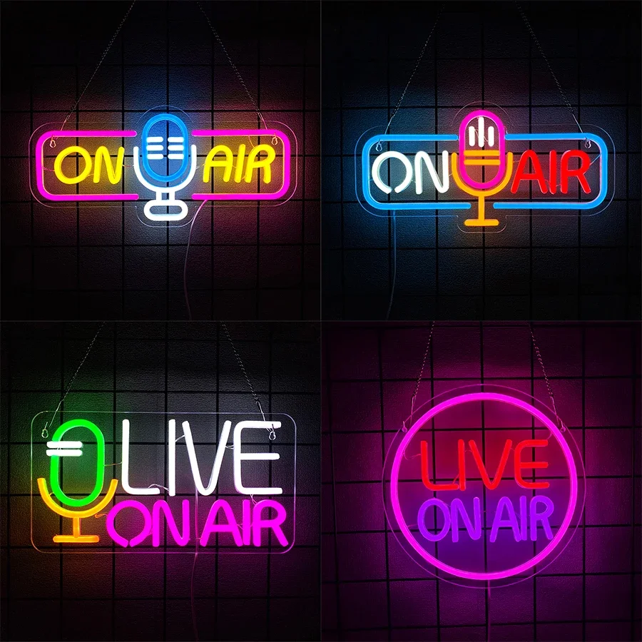 

Микрофонные значки, живые/запись световых знаков для геймеров, используемые для декора студий, спален и игровых комнат на воздушных неоновых знаках