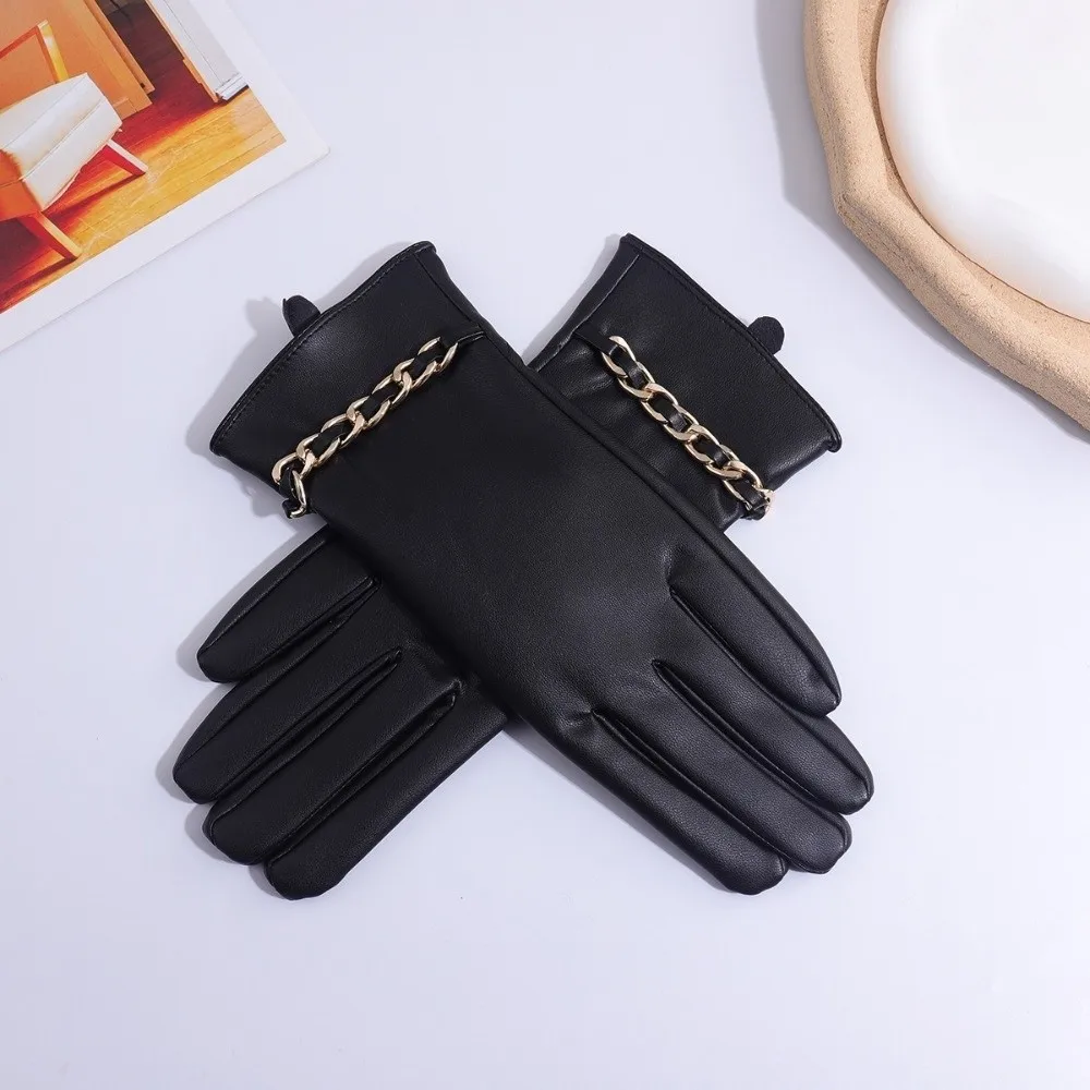 

1 пара высококачественных утолщенных зимних перчаток, теплые кожаные перчатки на флисовой подкладке, однотонные ветрозащитные велосипедные перчатки, зимние