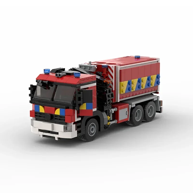 Moc Building Blocks Car Series Belgian Fire truck hooklift Model Technology Brick Brand-name Vehicle DIY Toy For