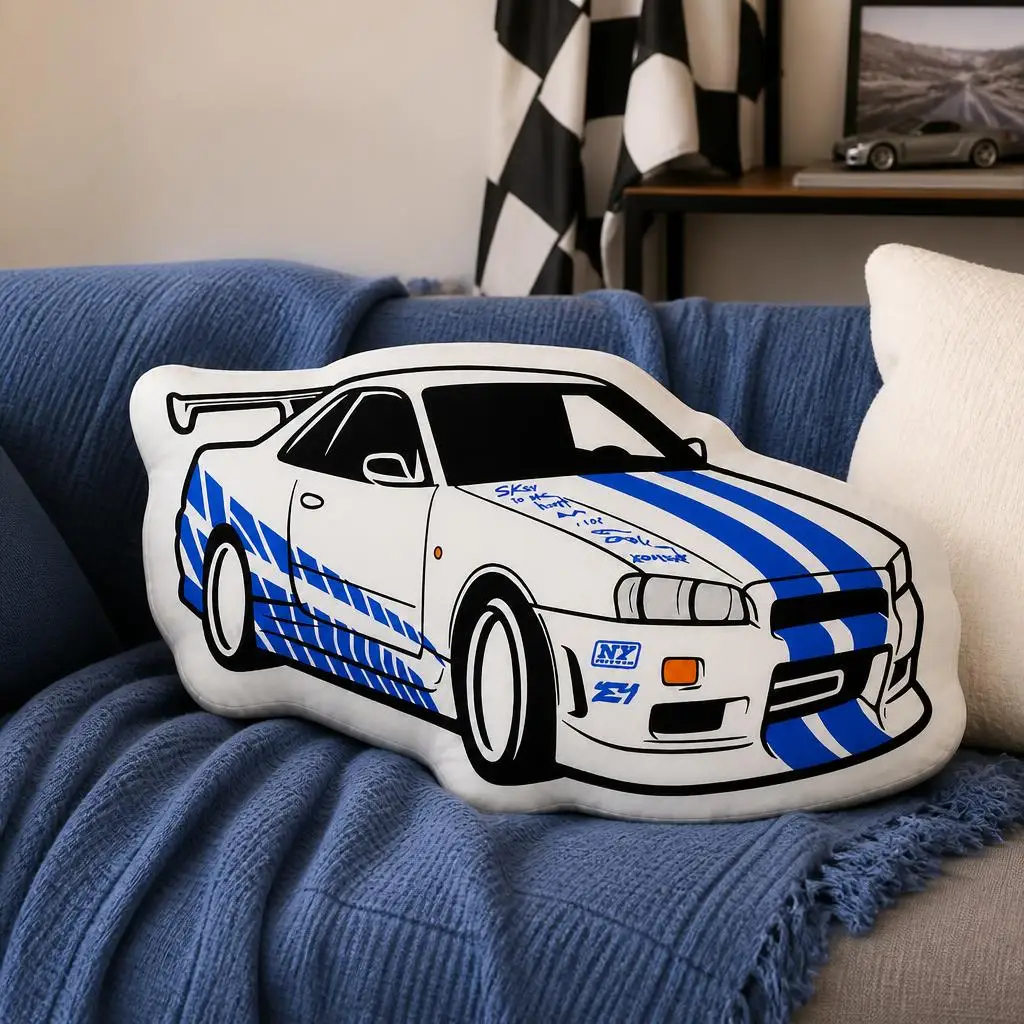 Sports Car Cool Men Gift Car Enthusiasts Plush Pillow Cushion Funny Stuffed Throw Pillow Home Decor Gift Sofa Bed