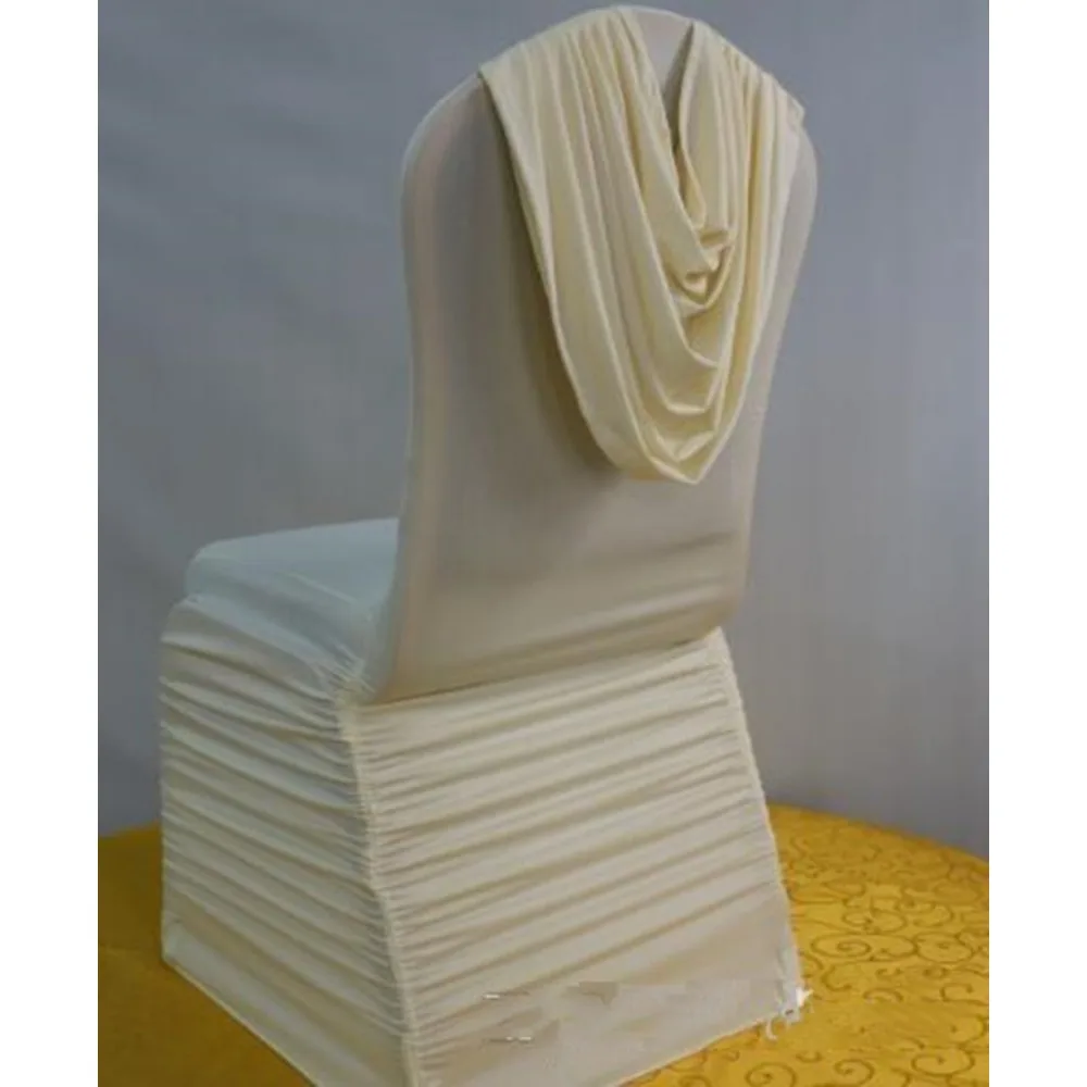 

New Universal White Spandex Wedding Party Chair Covers with Valance for Weddings Banquet Hotel Party Decoration Dining Chair