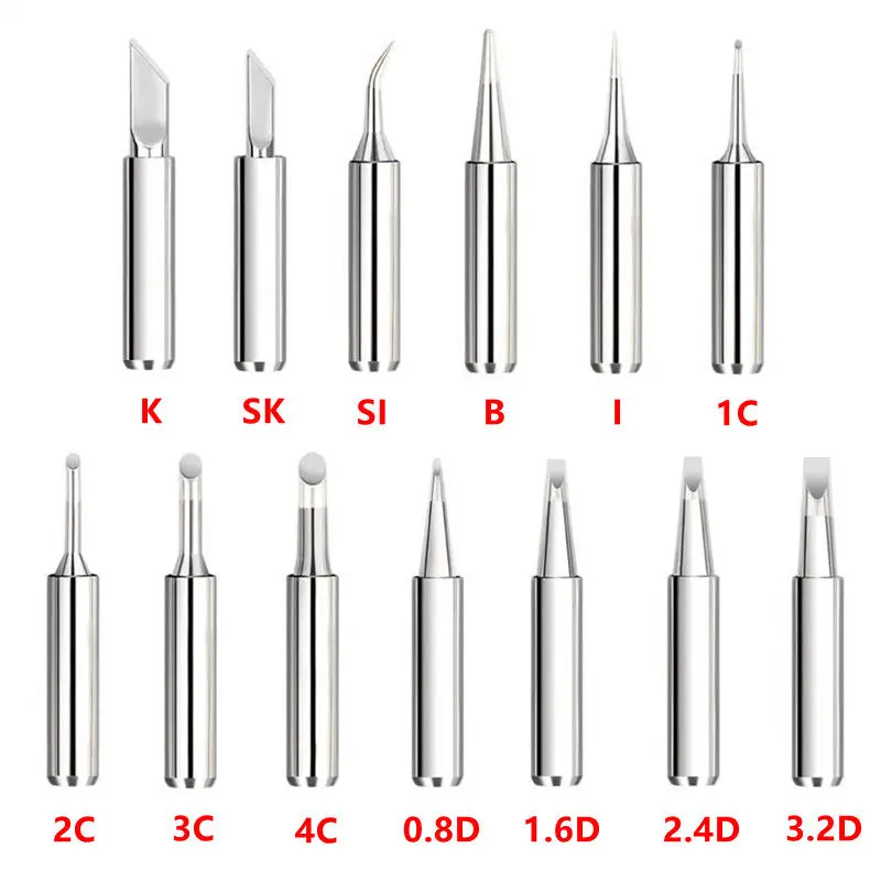 5Pcs 900M-T Copper Soldering Iron Head Tips IS/I/B/K/SK/2.4D/3.2D/1C/2C/3C/4C Lead-Free Welding Tools set