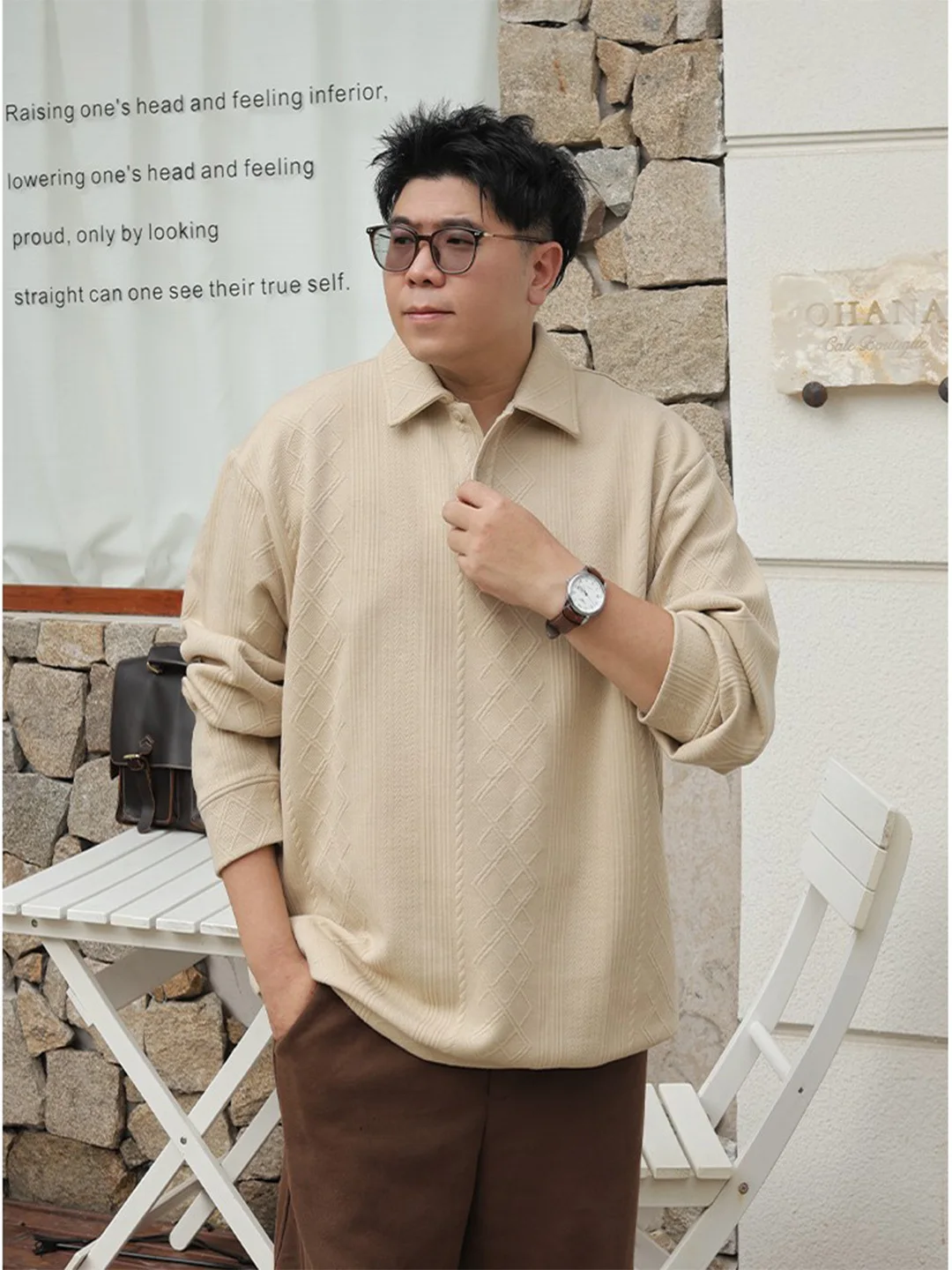 

Loose Fit Long Sve irt Sweatirt Men's Busin Commute Sle Autumn Winter Faion Cleanfit Polyester Spandex