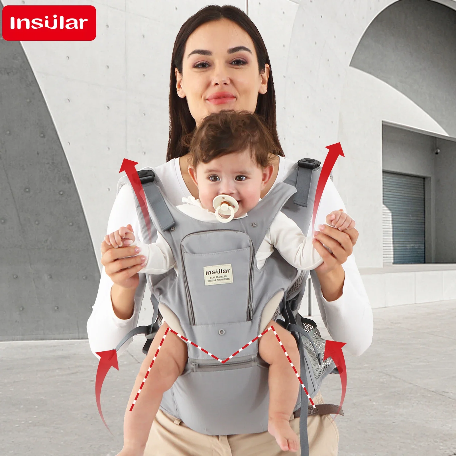 INSULAR 3‑in‑1 Multifunctional Baby Carrier Breathable Hip Seat Waist Stool FrontCarry Design Portable All‑SeasonToddler Carrier