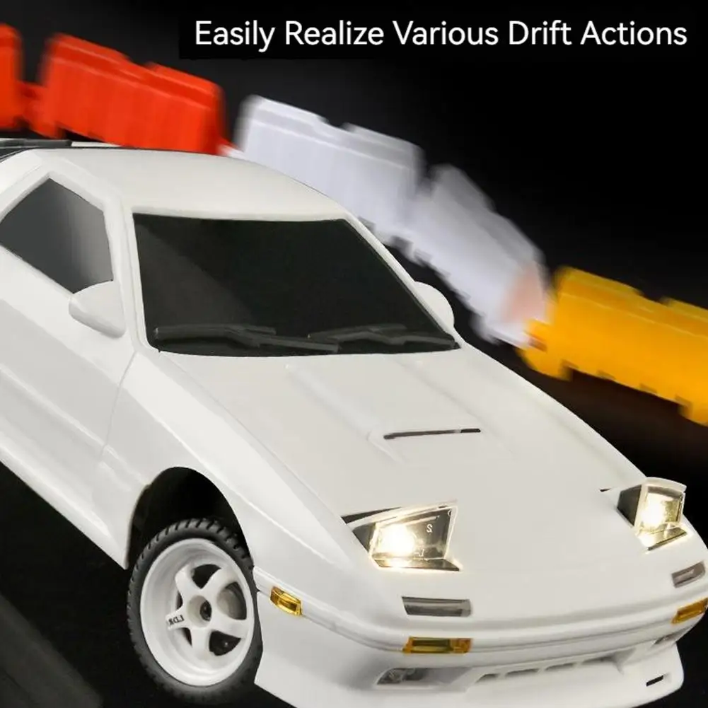 LDRC LD1802 RX7 1/18 RC Drift Car 2.4G 2WD RC Car With LED Lights 10km/h Rechargeable Drift Racing Car For Boys Girls Gifts