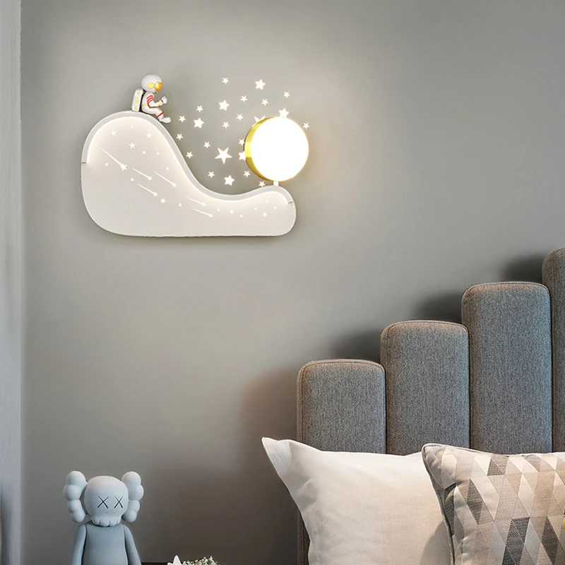 

White Astronaut LED Wall Lamp For Living Room Bedroom Bedside Study Children's Room Apartment Villa Decoration Lighting Lustre