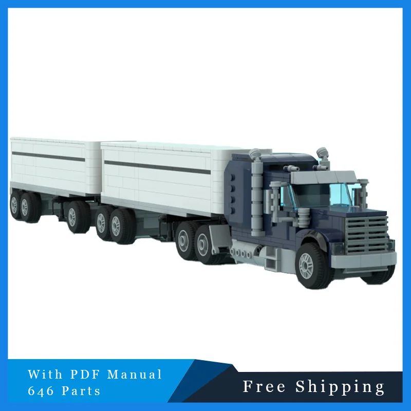 

Hot 646 PCS Grey Blue Extended Truck Modular Building Blocks Model For Kid Education DIY Assembly Toy Christmas Birthday Gifts