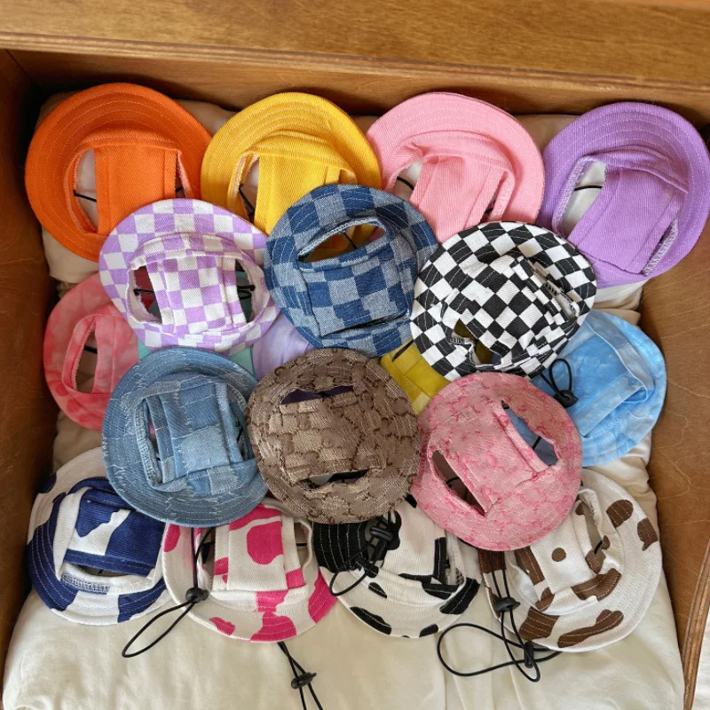 1 Pc Tie Dye Pet Hat Adjustable Chin Strap Sun Visor Cap Breathable Outdoor Sun Protection Hat For Cats & Dogs