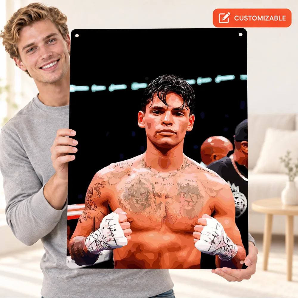 Ryan Garcia Boxing Textured Metal Poster Personalized Aluminum Sign Sports Photography Wall Art For Home Office Fight Fan Gift