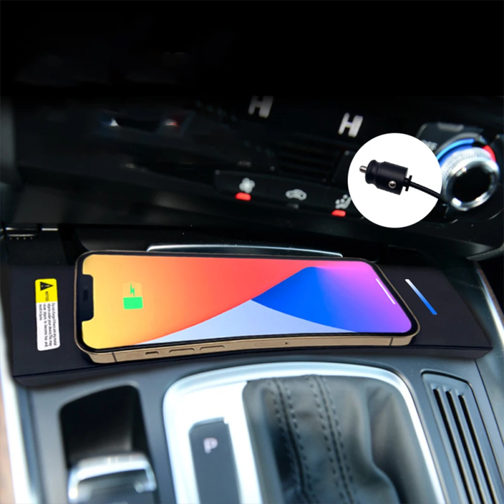 ZhuCamX Car Wireless Mobile Phone Charger Center Console Storage QI 18W iPhone fast charge for Audi Q5 SQ5 8R 2009–2017 view 3