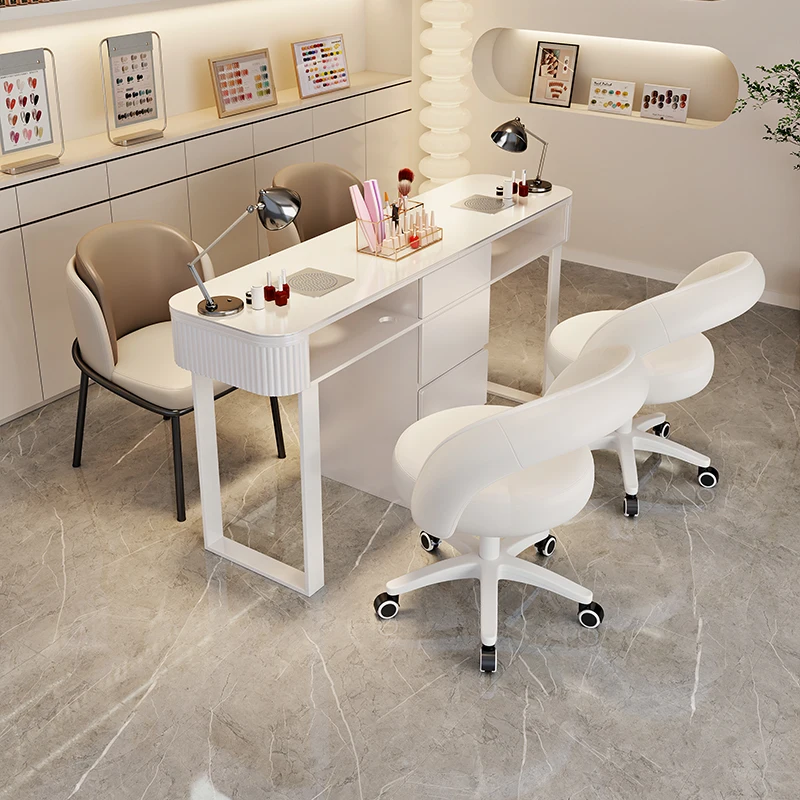 مكتب أظافر إيطالي حديث مع أدراج طاولة أظافر تخزين ريفية إسكندنافية أنيقة فاخرة أثاث صالون ميسا دي مانيكيرستا