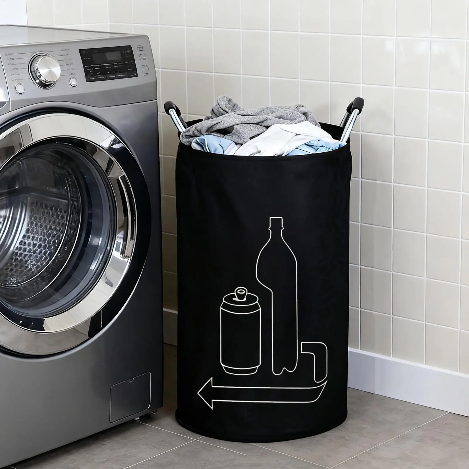 Lixeira de Reciclagem em Tecido Oxford 115L, Saco Portátil para Coleta de Garrafas e Vidros, Organizador de Grande Capacidade para Casa, Cozinha e Garagem
