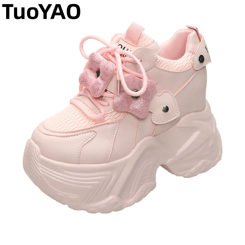 

Женские кроссовки в стиле Dad Shoes, новинка 2026 года, весенние, высокие, на массивной кожаной подошве 10 см, повседневные спортивные туфли, Zapatos Mujer