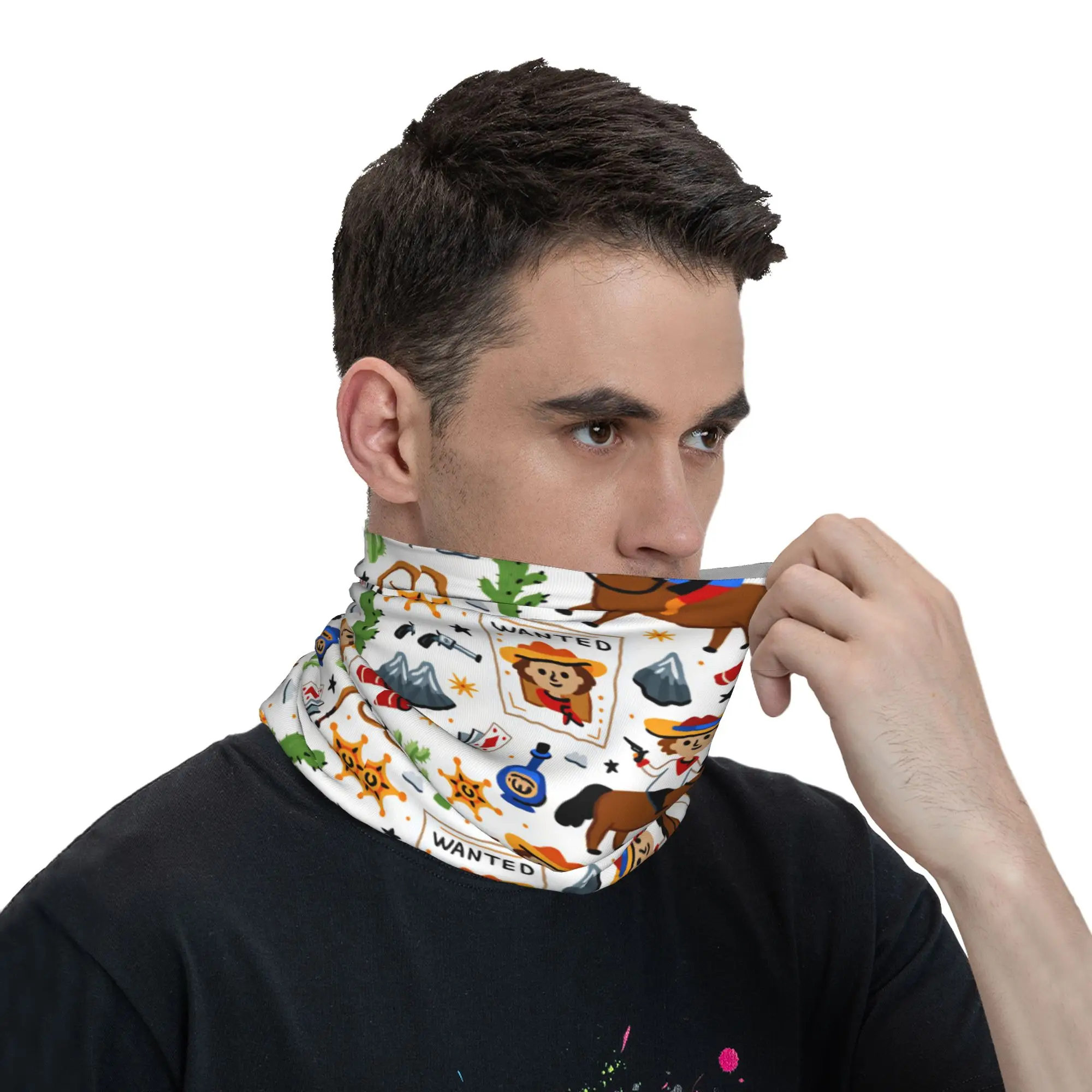 Cartoon Kids Western Cowboy Balaclava Hunting Fishing Cycling Mask UV Protection Soft Motorcycle Face Masks Spring Scarf Bandana view 3