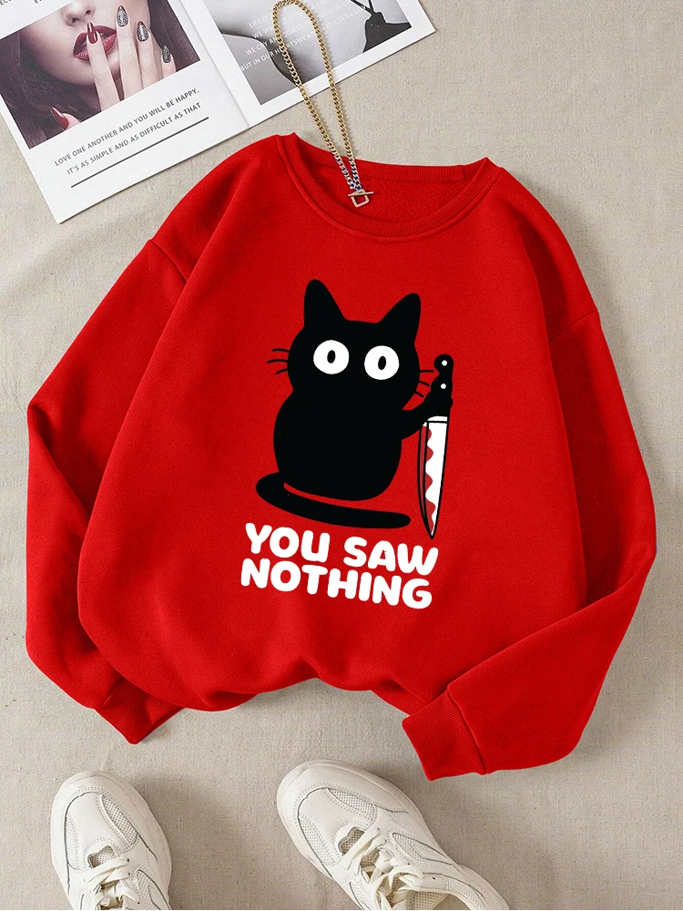 

Cute Cat Cartoon Print Womens Tracksuit Autumn Crewneck Clothes Simple Oversize Sweatshirt Fashion Casual Warm Sportswear Female