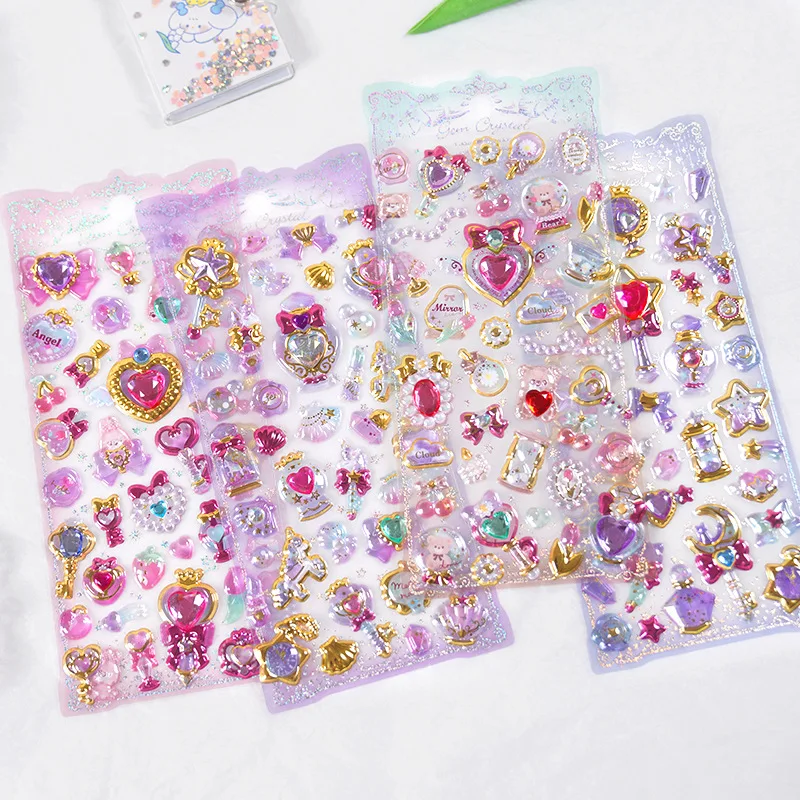 1 pc Random Kawaii Delicate 3D Girly Gemstone Gilding Stickers Scrapbooking Diy Journal Stationery Sticker Deco Art Supplies