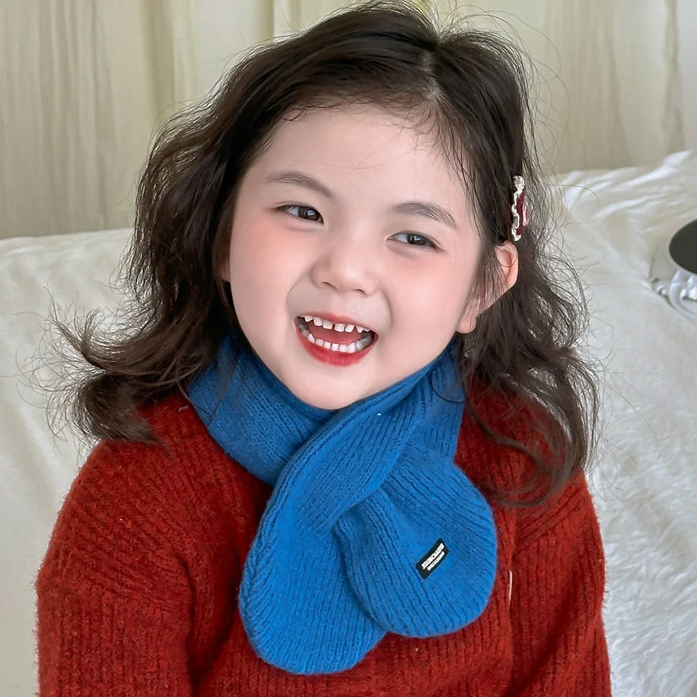 

Детский новый вязаный теплый шарф с крестом для мальчиков и девочек, осенне-зимние мягкие однотонные шарфы для маленьких детей, вязаный теплый шарф для защиты шеи
