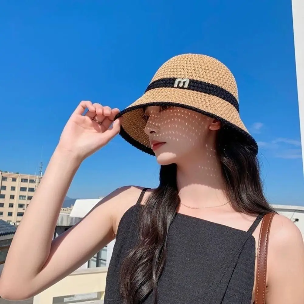 Summer Bucket Hats Knitted Hollow Sun Hats For Women Spring Fisherman Hat Outdoor Foldable Suncreen Beach Hat