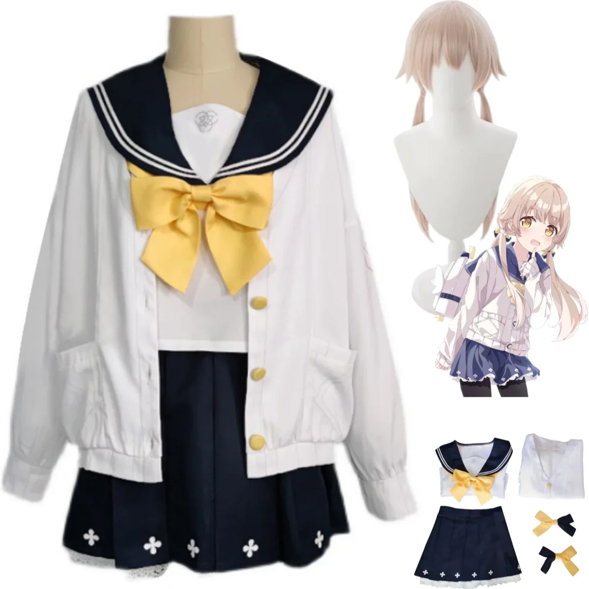 

Anime Game Blue Archive Ajitani Hifumi Cosplay Costume Wig JK Japan South Korea JK School Uniforms Woman Kawaii Sailor Uniform