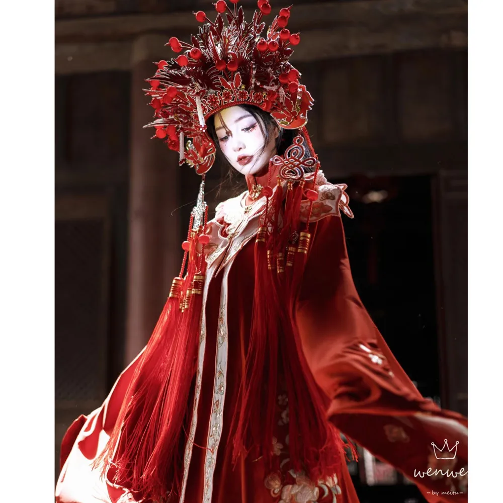 Phoenix Crown Headgear For Adults Chinese Opera Drama Headwear Tassel Hats Retro Wedding Photography Festival Favors
