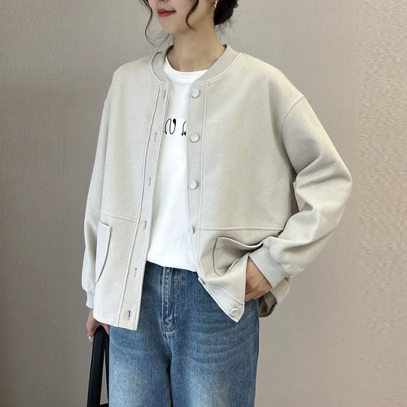 

Spring Autumn New Loose Large Size Casual Jacket Open Top Baseball