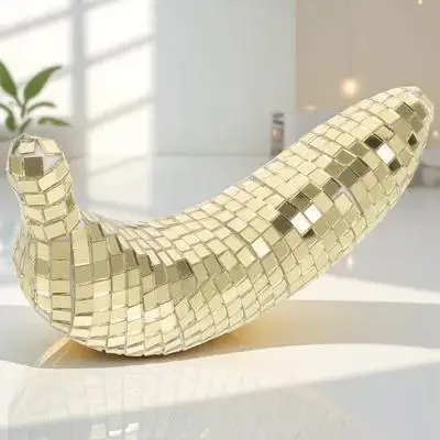 

Vintage Style Banana Ornament Home Party Decoration Desktop Decor Mirror Banana Bedroom Kitchen Fruit Ware Supply