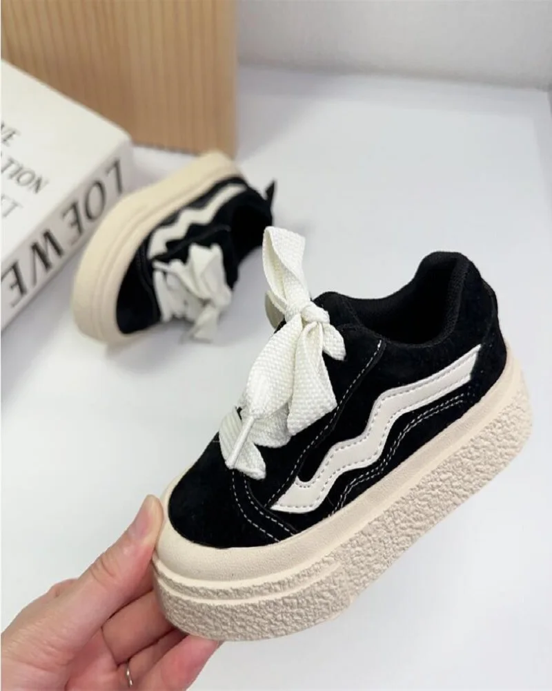 

Girls' Casual Shoes 2023 New Autumn Breathable Boys Girls' Sports Shoes Children's Anti-skid Low Top Shoes Black Khaki 22-37