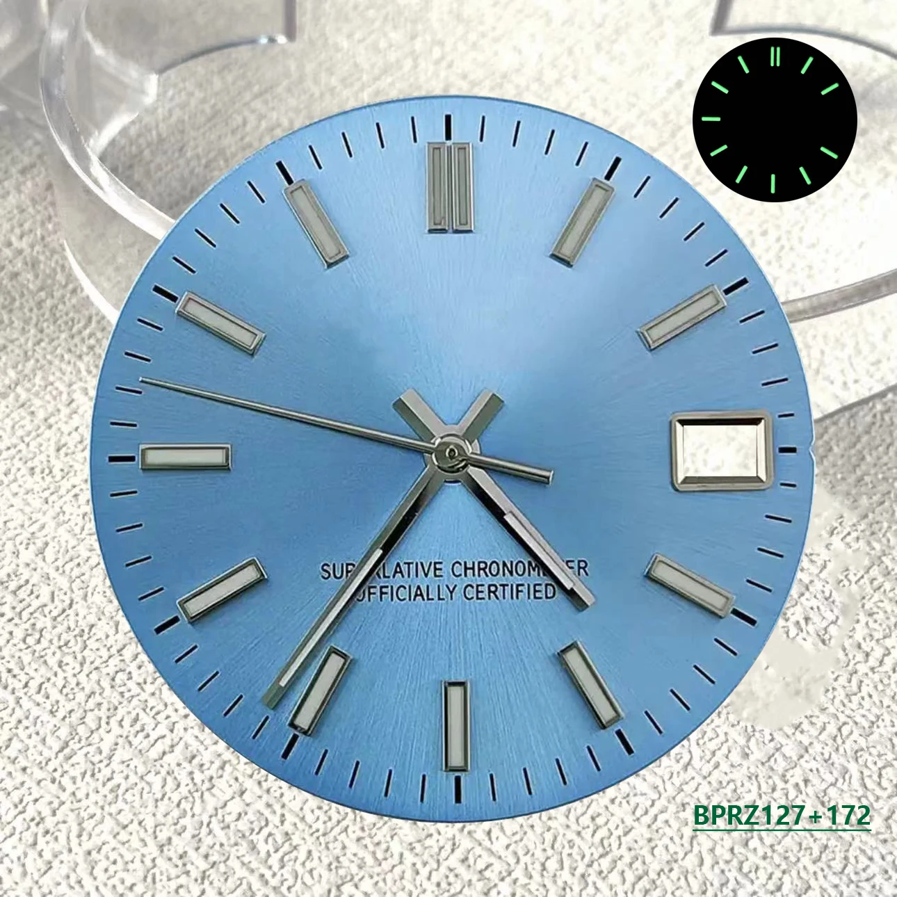 Quadrante dell'orologio NH35dial da 28.5mm di alta qualità quadrante S verde luminoso adatto per lo strumento di riparazione degli accessori dell'orologio del movimento NH35 NH36