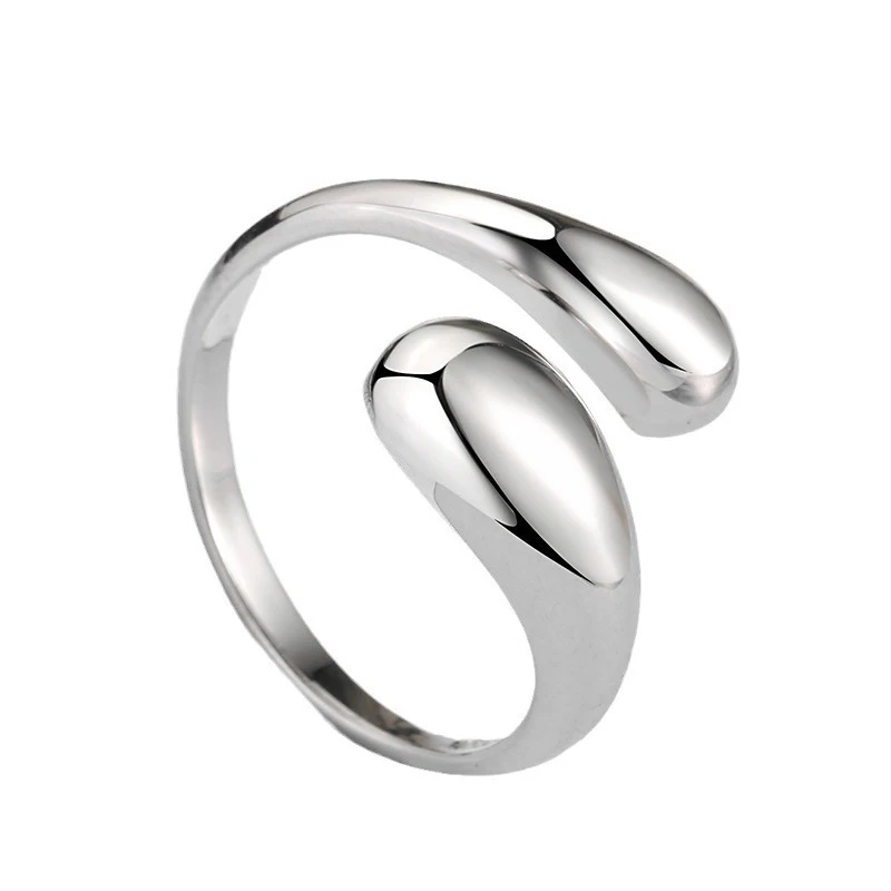 

Irregular Double Ball Beads Open Rings For Women Metal Smooth Aesthetic Couple Finger Rings Polished Wedding Party Jewelry Gifts