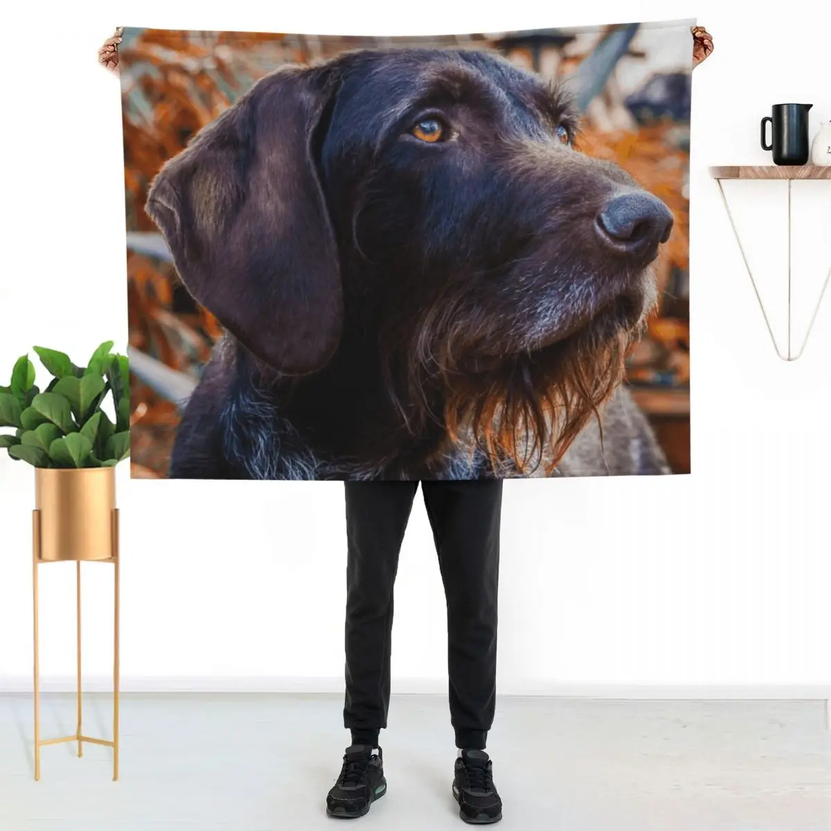 German Wirehaired Pointer Portrait Throw Blanket Sofa Throw for sofa Flannel Flannel Fabric Luxury St Loose Blankets