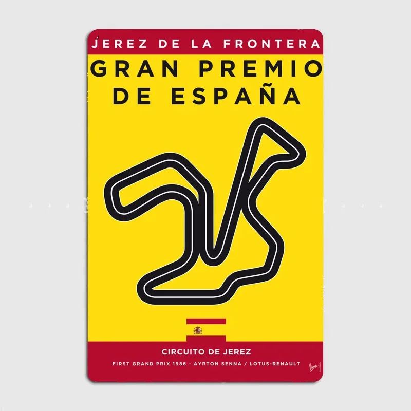 Jerez De La Frontera Spanish Grand Prix F1 Race Track Metal Poster Sign Club Custom Wall Decor Tin Sign Room Decor Home Decor